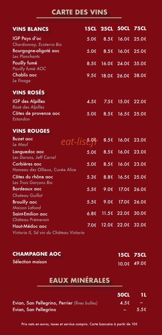 Le Bistrot De Paris — carte page 5