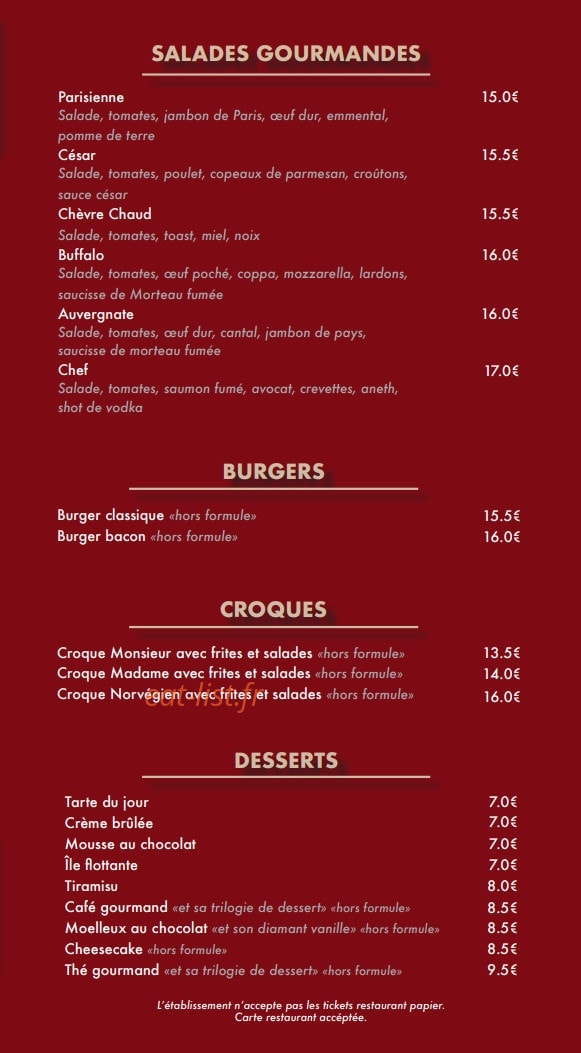 Le Bistrot De Paris — carte page 3