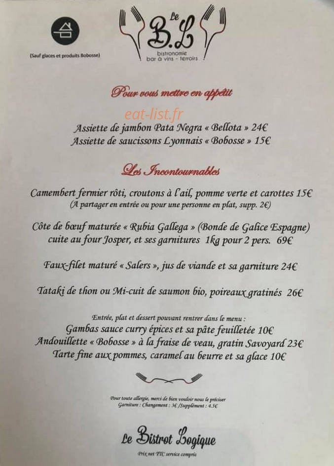 Le Bistrot Logique — carte page 2