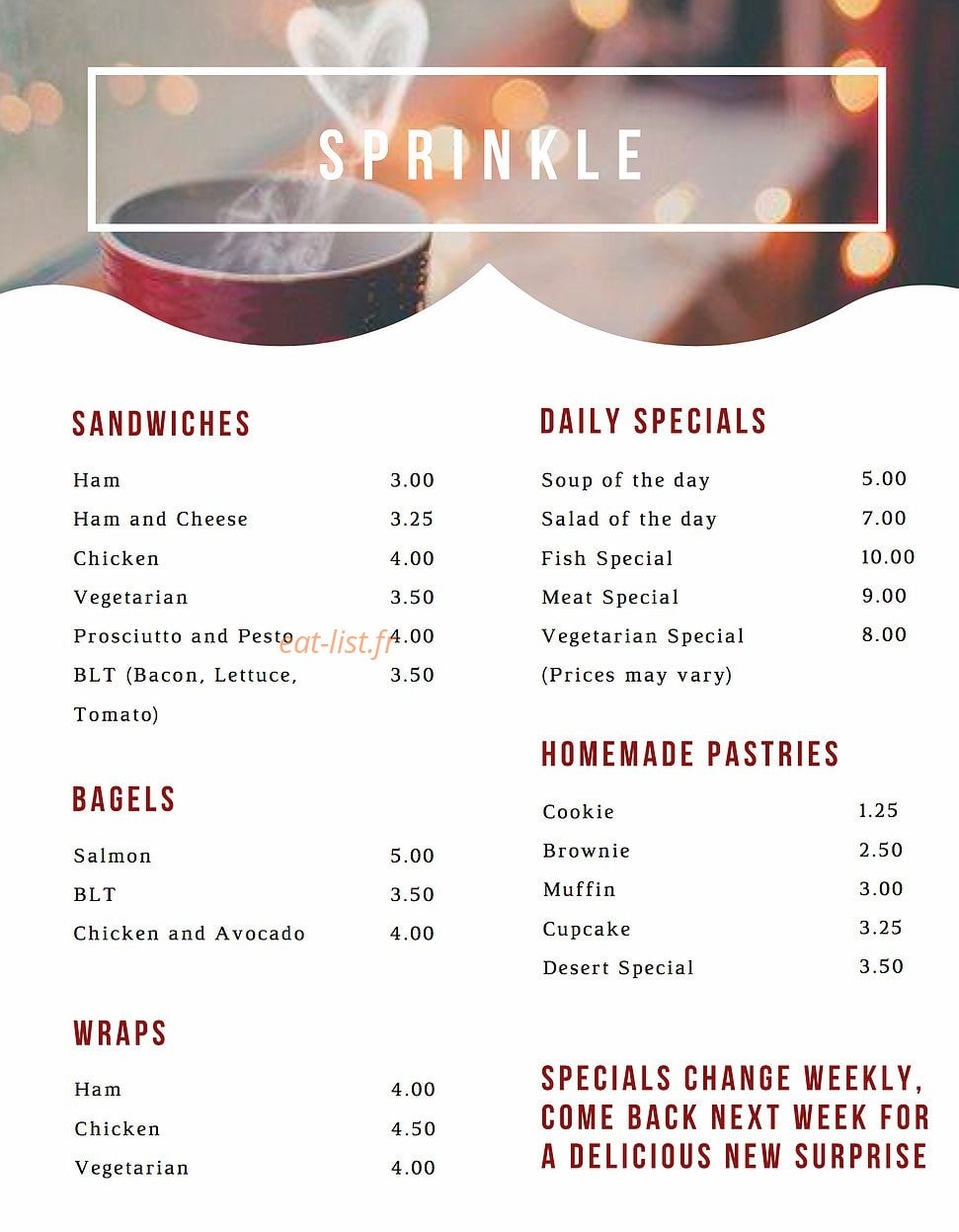 Sprinkle — carte page 2