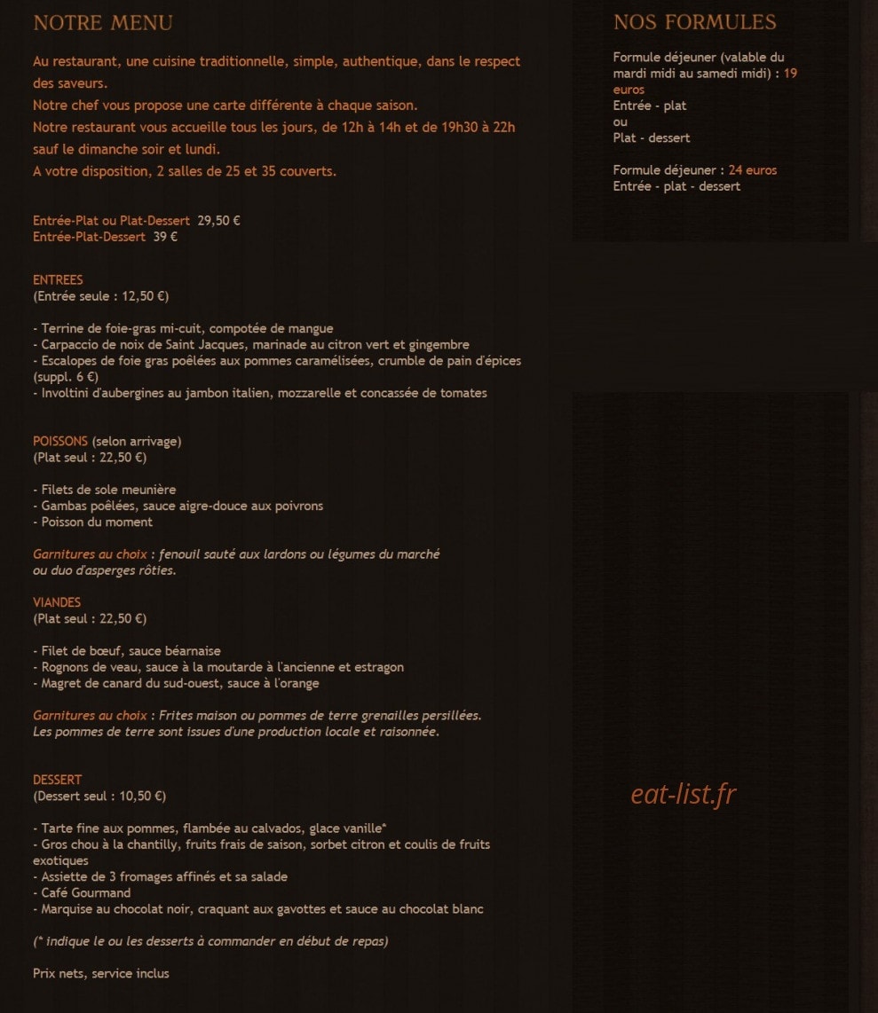 Auberge des 3 Marches — carte page 1