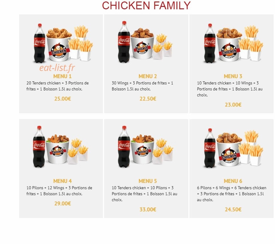 Chicken Minute — carte page 6