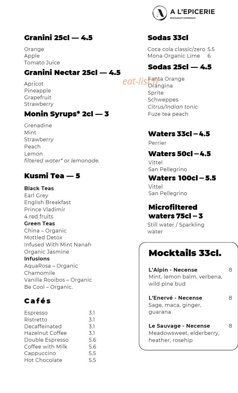 A l'Epicerie — carte page 8