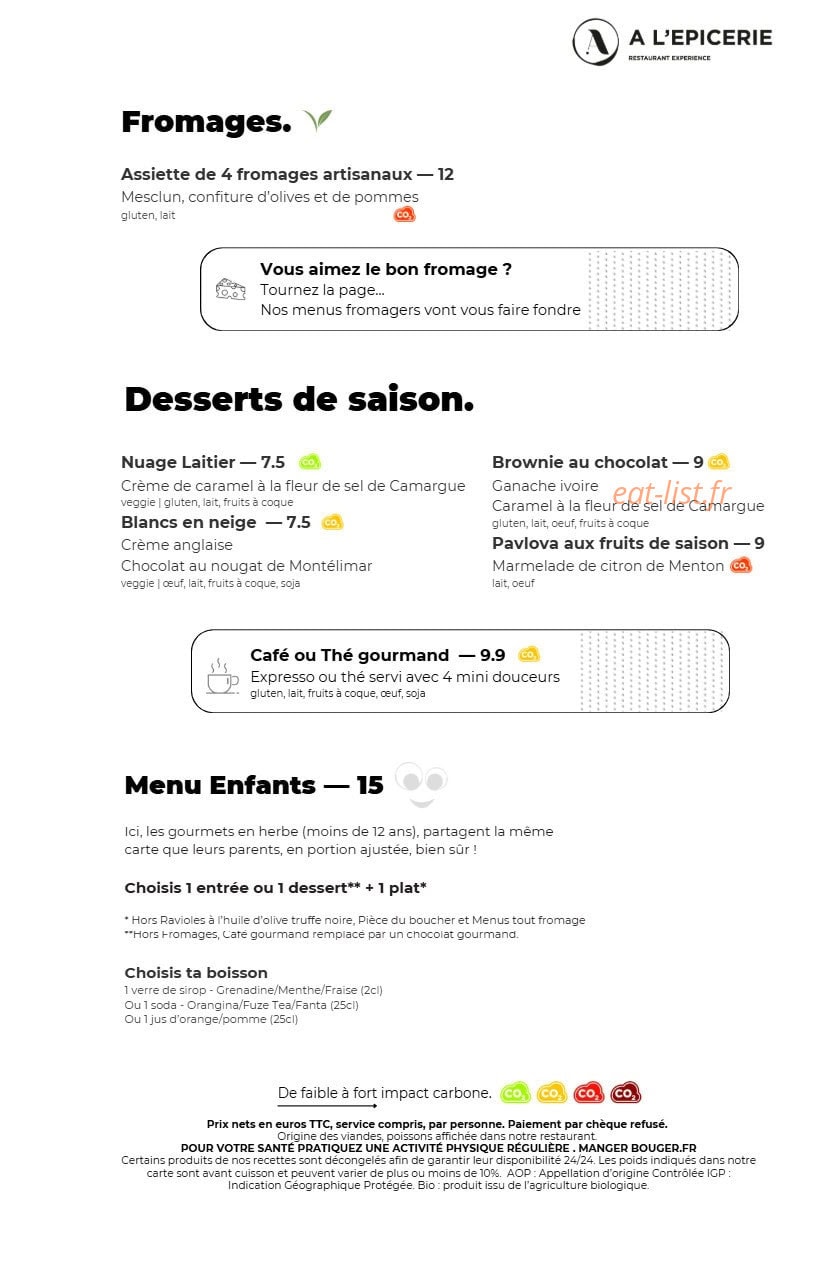 A l'Epicerie — carte page 4