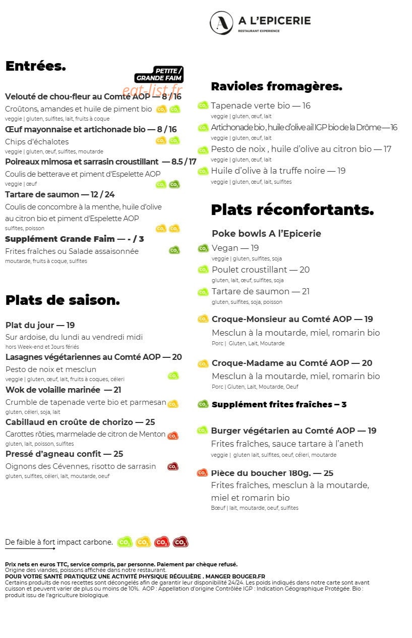A l'Epicerie — carte page 3