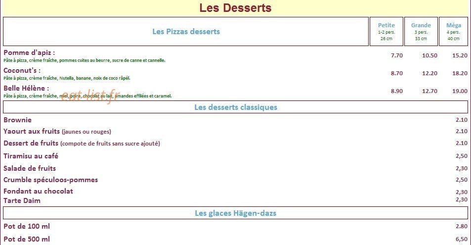 Cressely Pizza — carte page 3