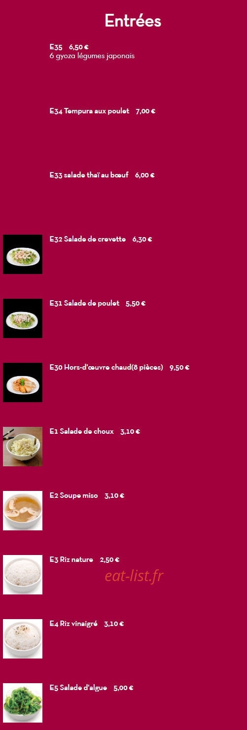 Yi Sushi — carte page 1