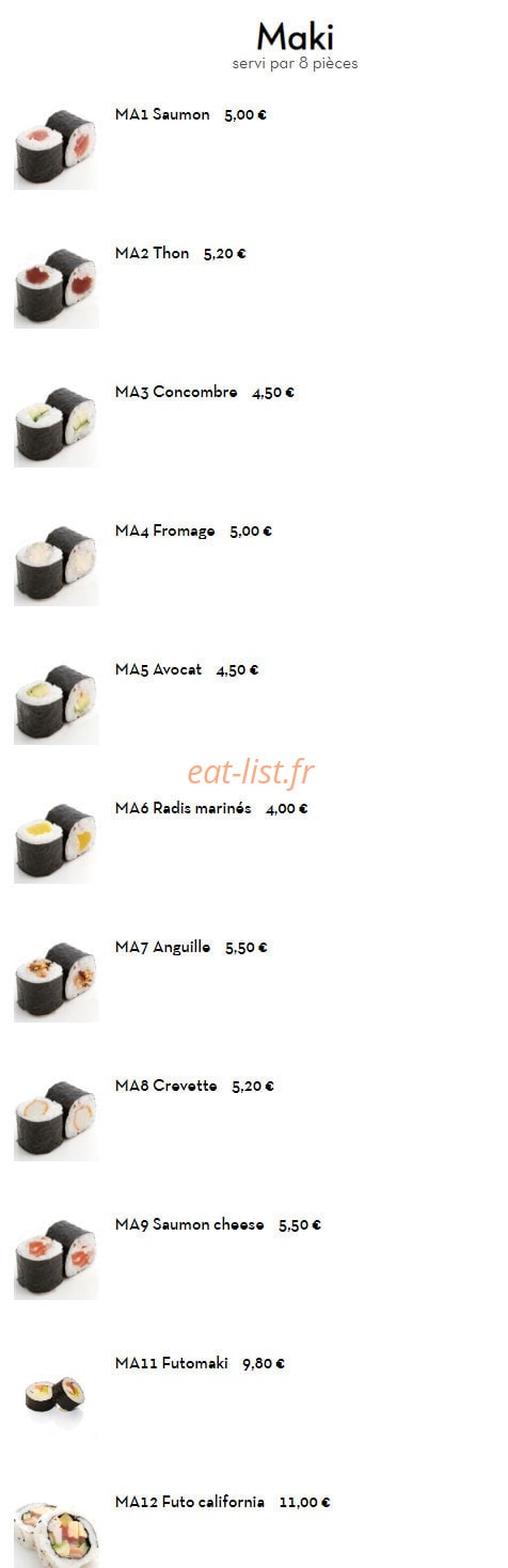 Yi Sushi — carte page 5