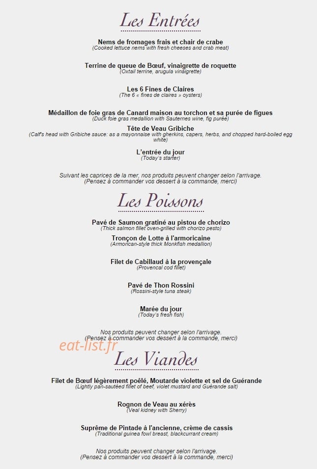 Auberge du Louvetier — carte page 2