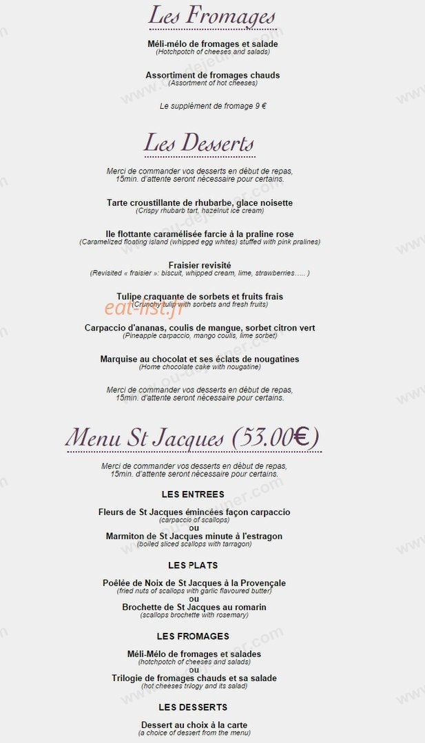 Auberge du Louvetier — carte page 3