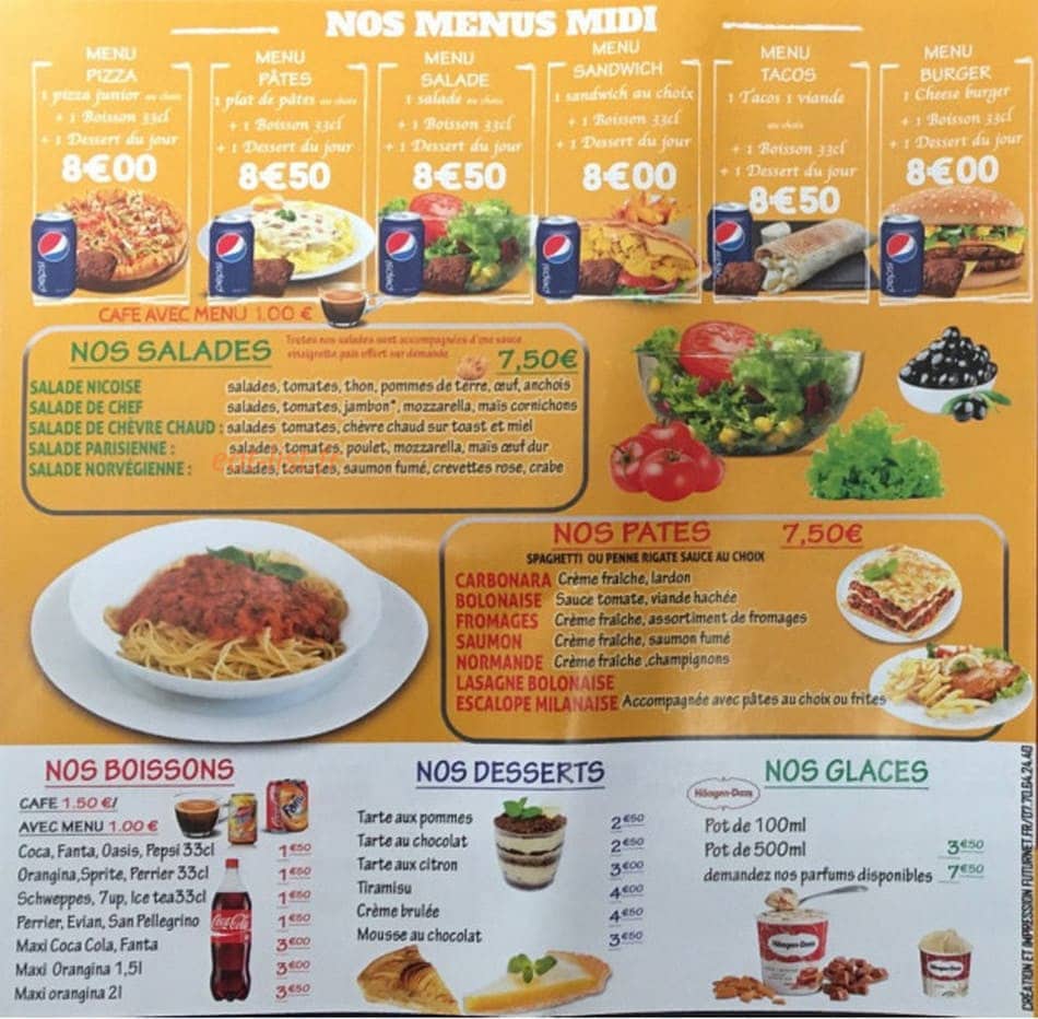 Bel Air Food — carte page 2