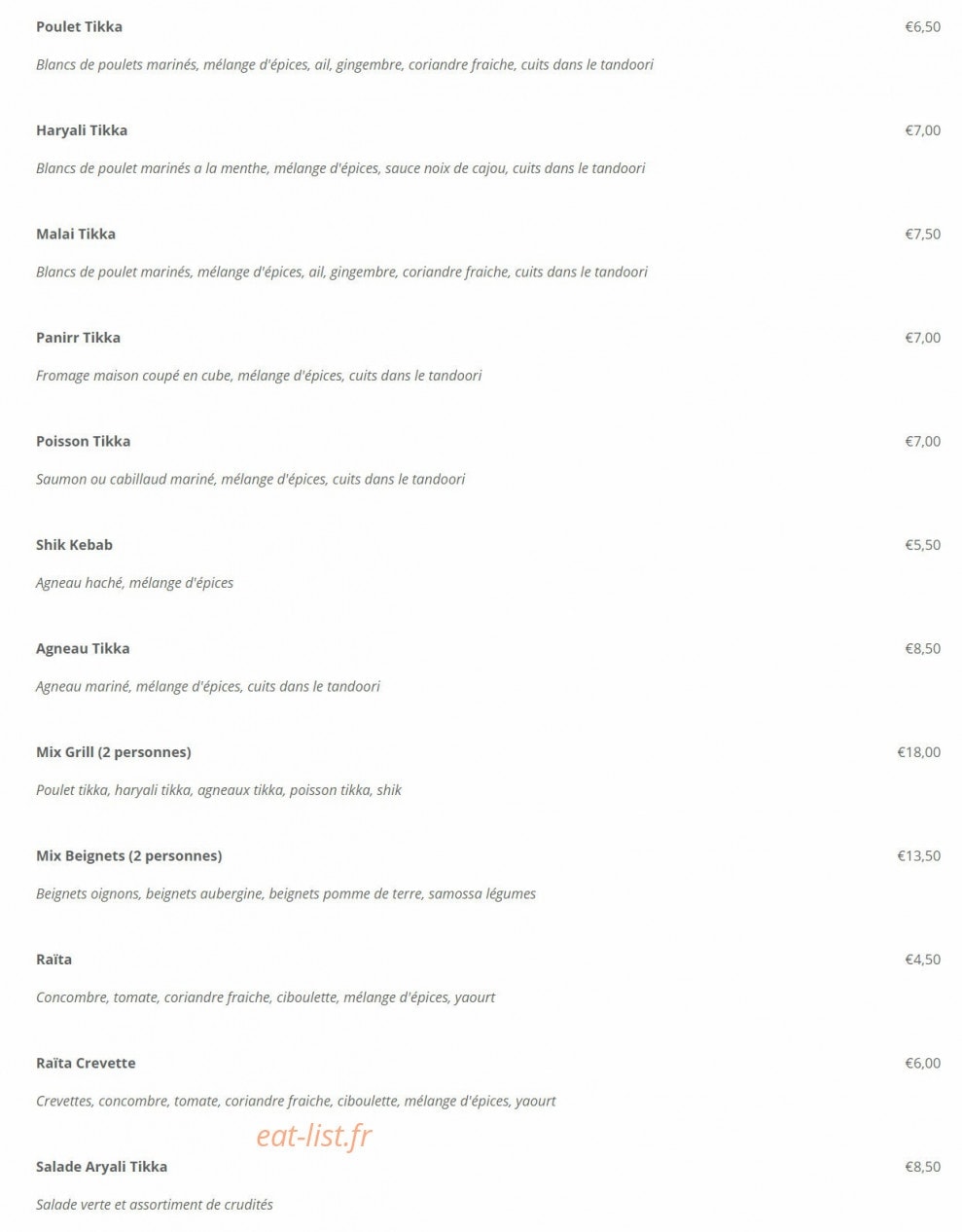 Chapati — carte page 2