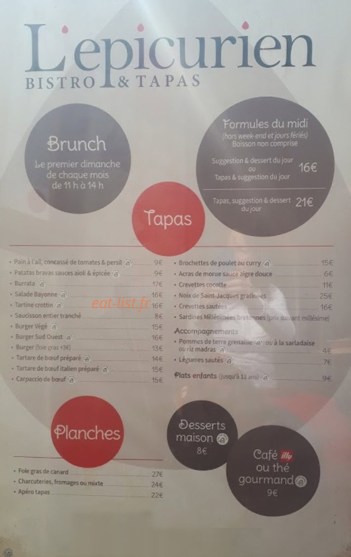 Joliz & Nalio café — carte page 1