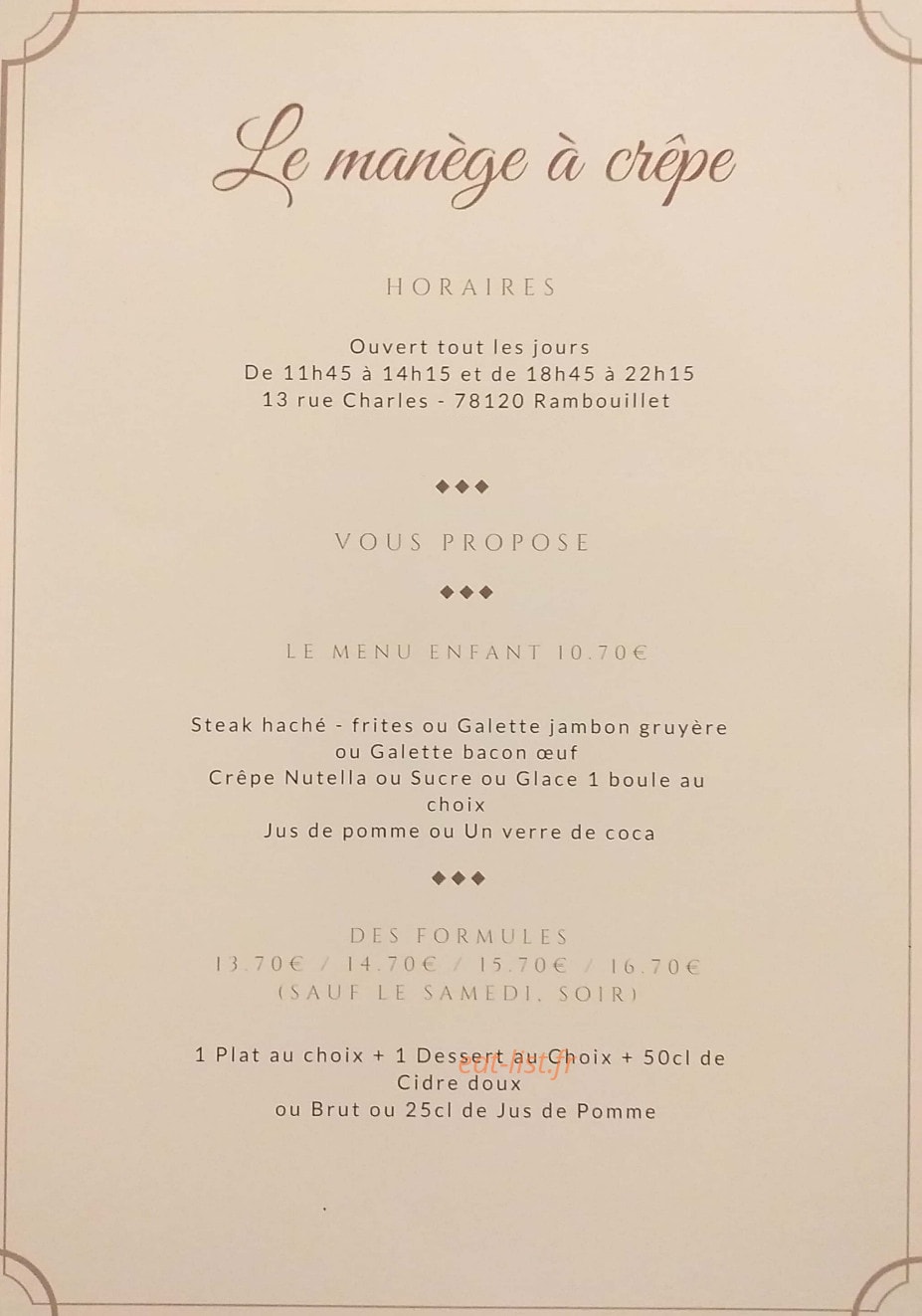 Le Manège à Crêpes — carte page 1