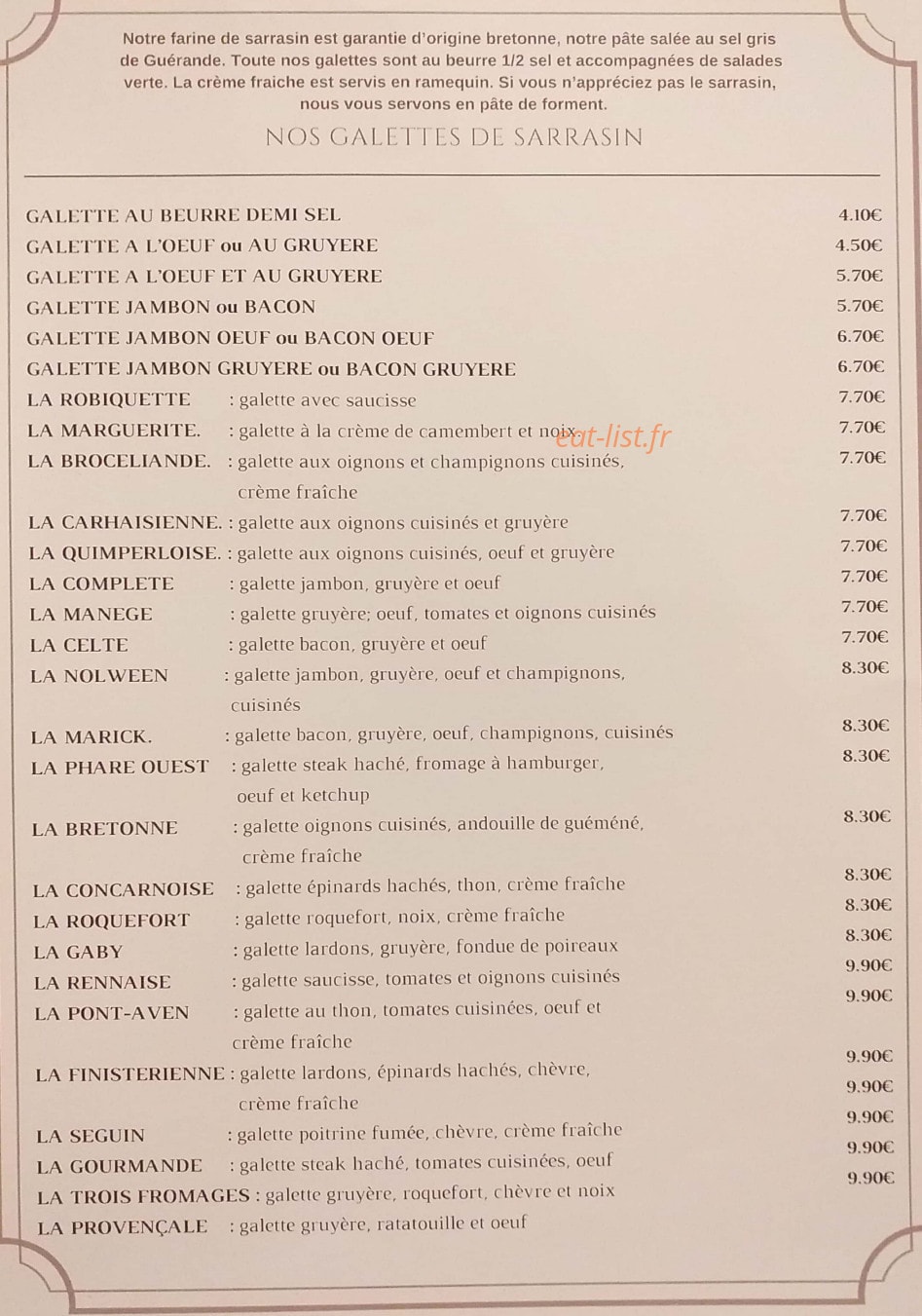 Le Manège à Crêpes — carte page 4