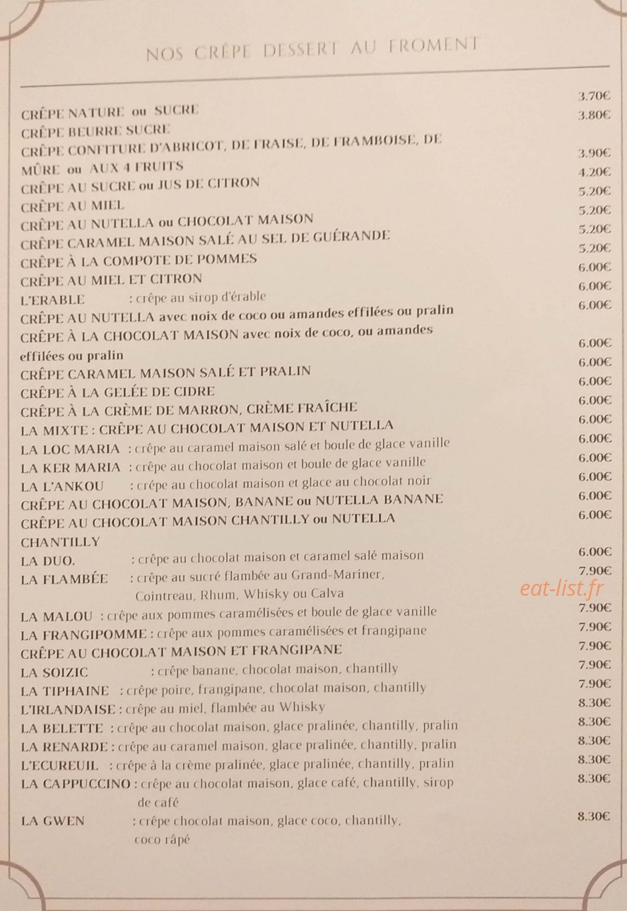 Le Manège à Crêpes — carte page 6