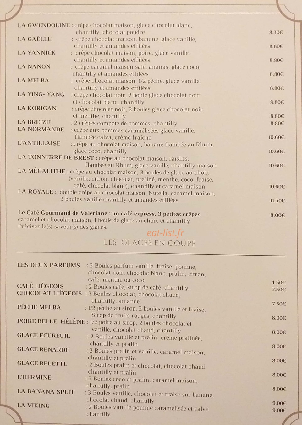 Le Manège à Crêpes — carte page 7