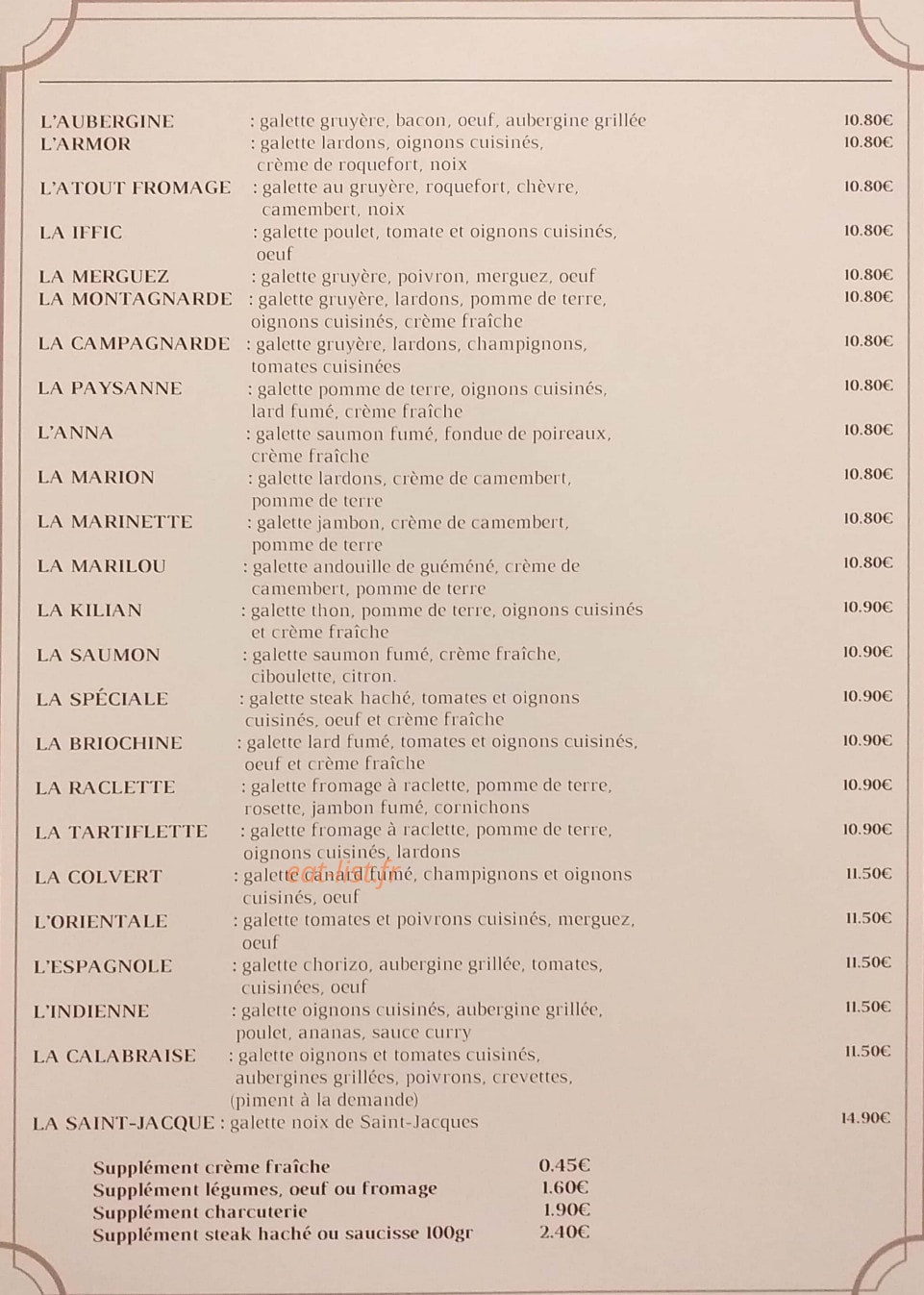 Le Manège à Crêpes — carte page 5