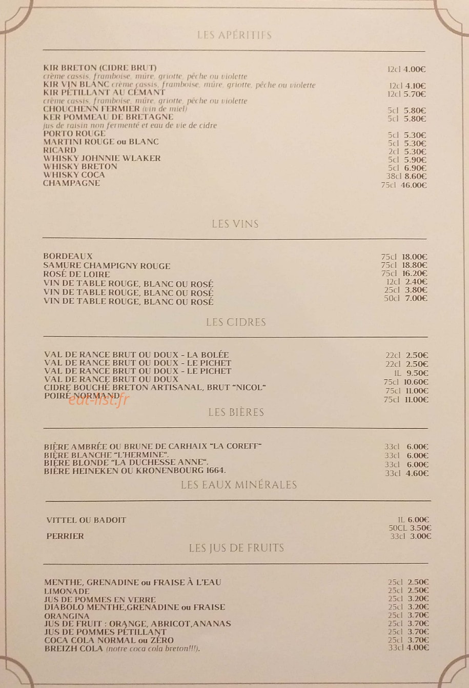 Le Manège à Crêpes — carte page 9