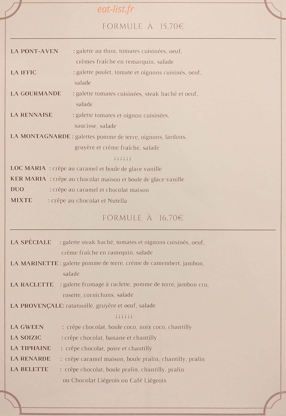 Le Manège à Crêpes — carte page 2