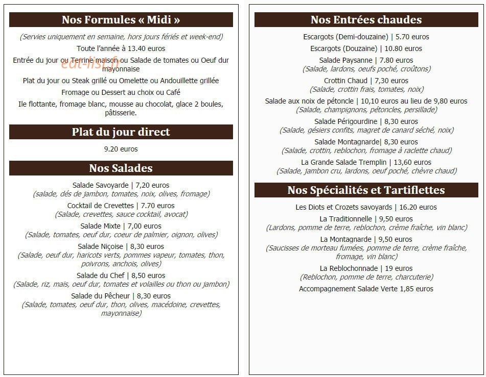 Le Savoyard — carte page 1