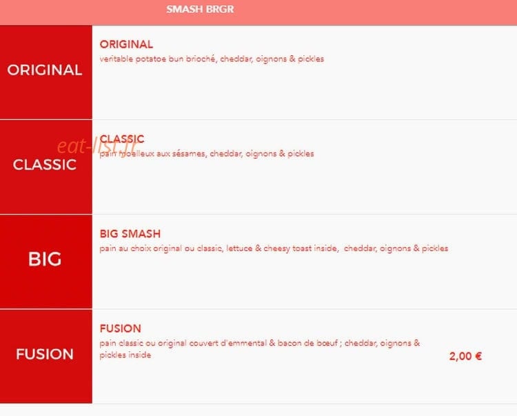 Smash  brgr — carte page 1
