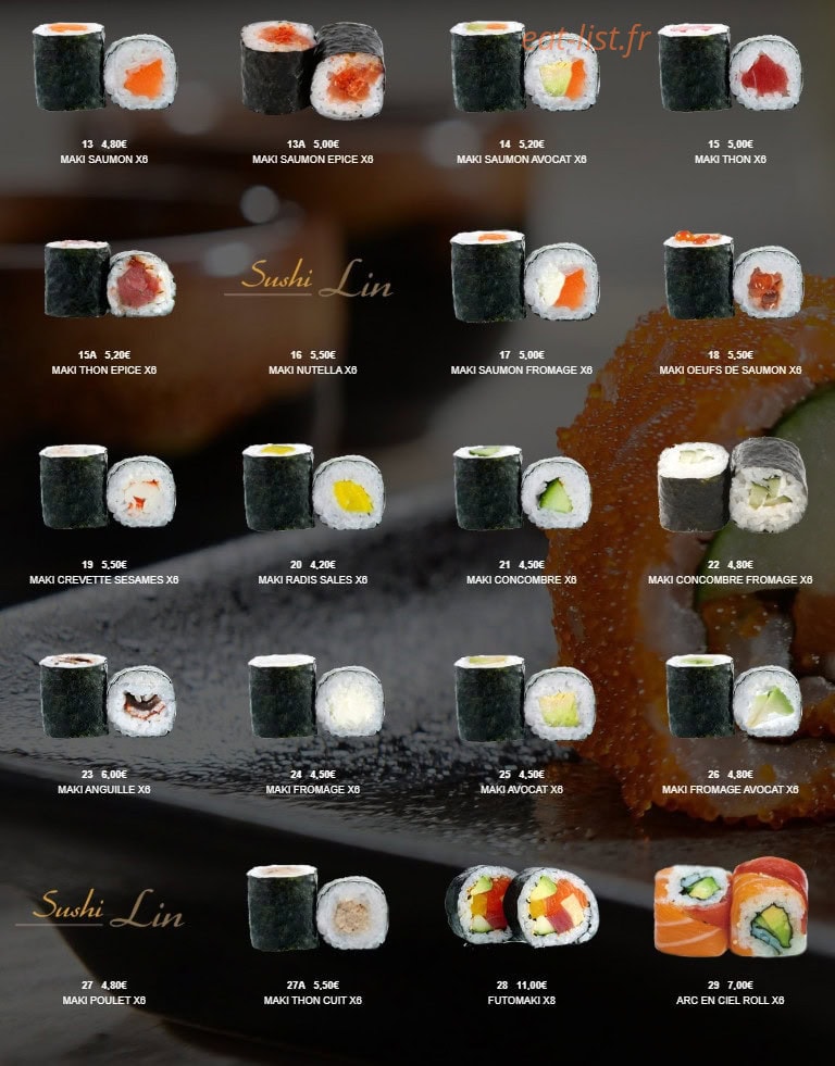 Sushi Lin — carte page 9