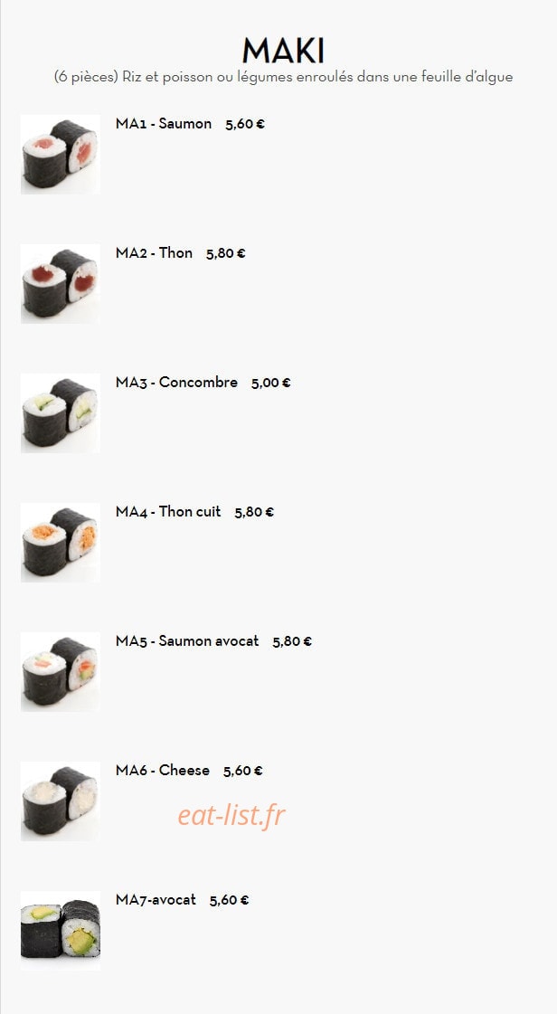 Yummy Sushi Thaï — carte page 11