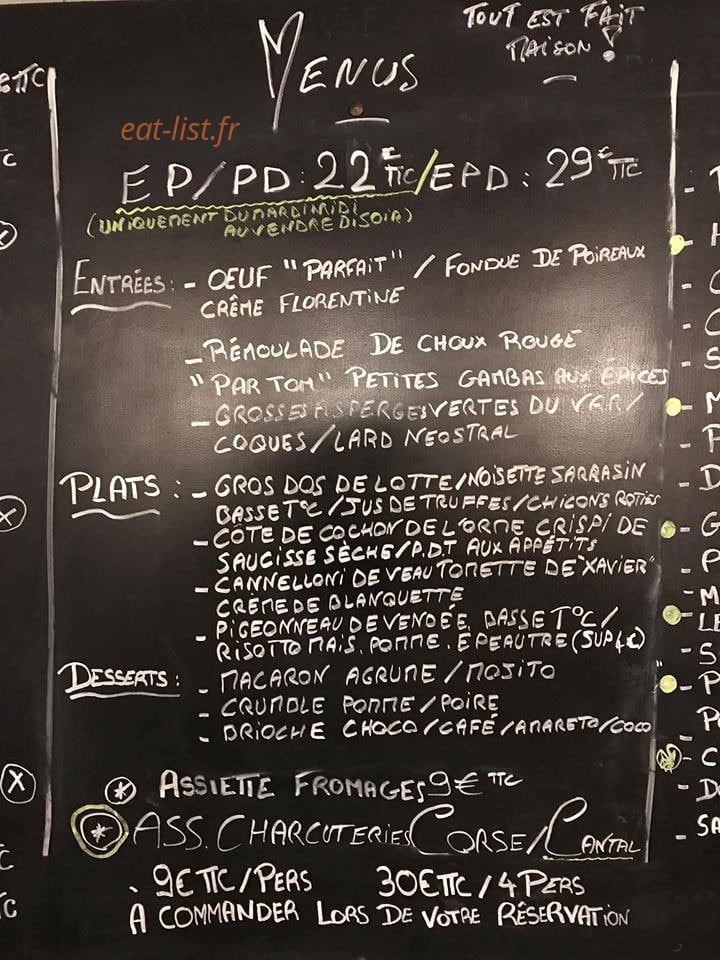 Carte et menu de L’auberge De Montainville à Montainville — Exemple de menu