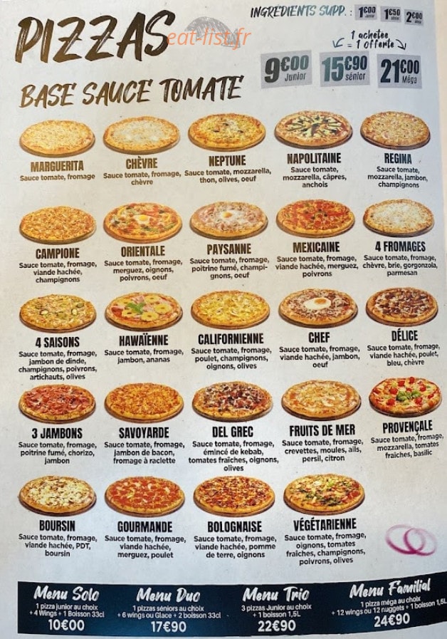 Best Pizza & Burger — carte page 1