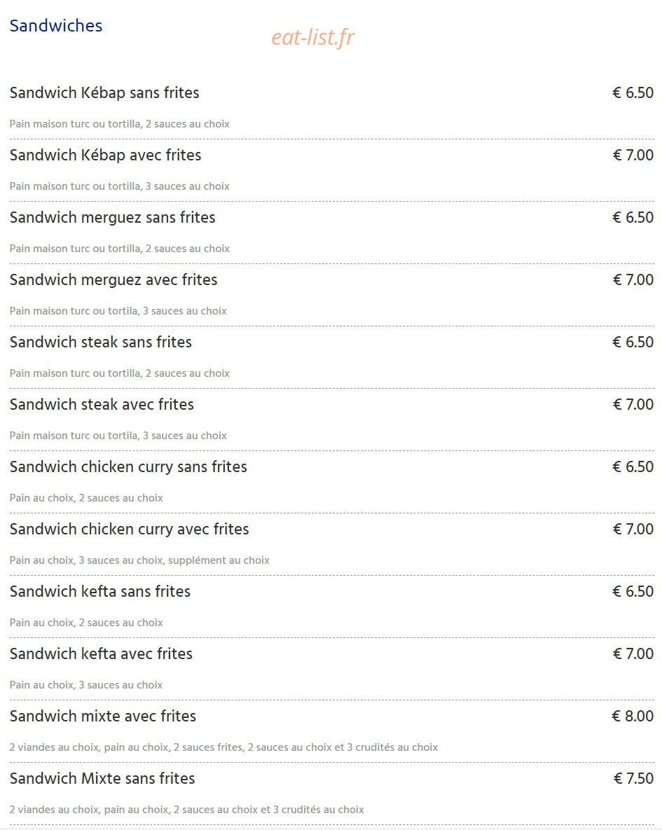 Delices Kebap — carte page 2