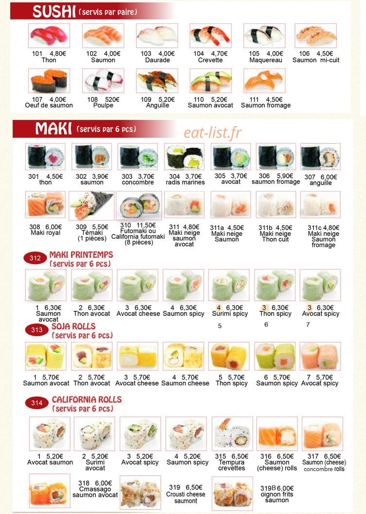 Sushi Les Mureaux — carte page 1