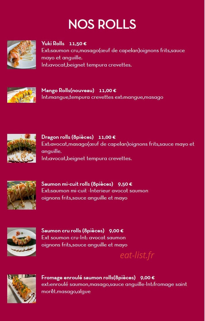 Bistrot Le Yuki — carte page 1
