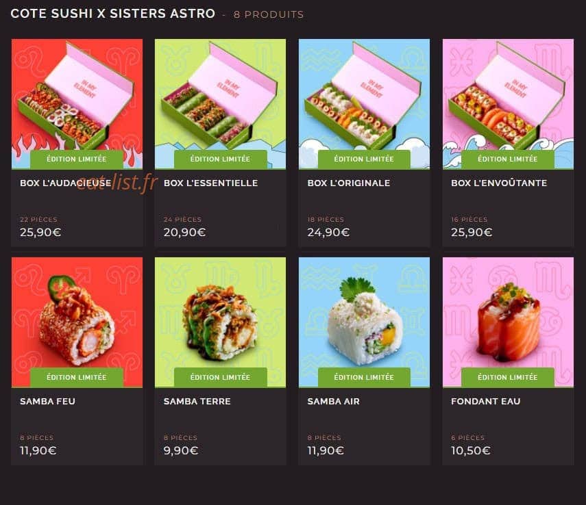 Côté Sushi — carte page 1