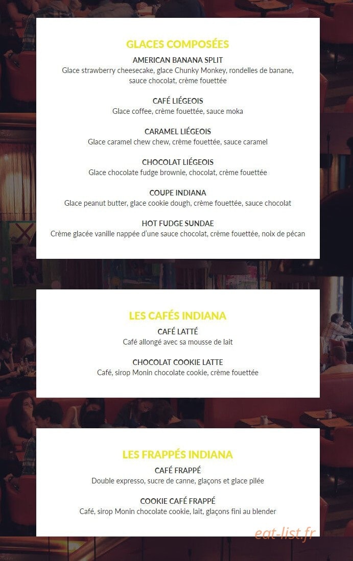 Indiana Café — carte page 11