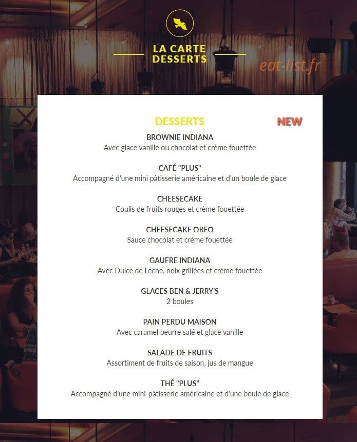 Indiana Café — carte page 10