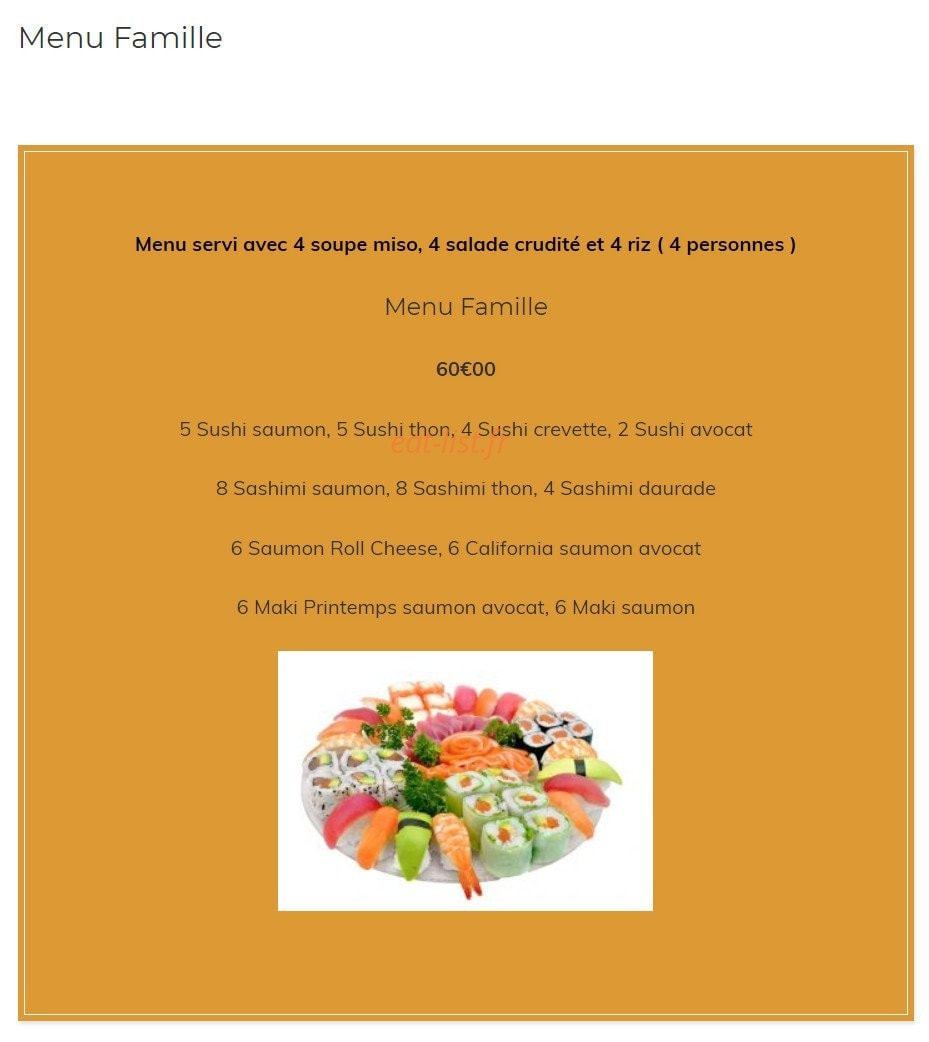 Carte et menu de Kazoko à Velizy Villacoublay — Les menus famille