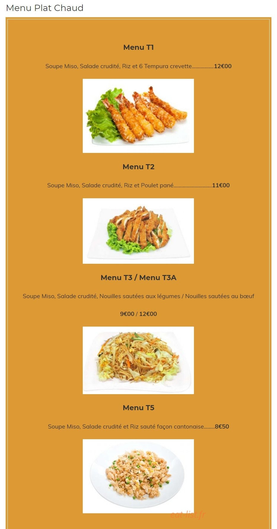 Carte et menu de Kazoko à Velizy Villacoublay — Les menus plat chaud