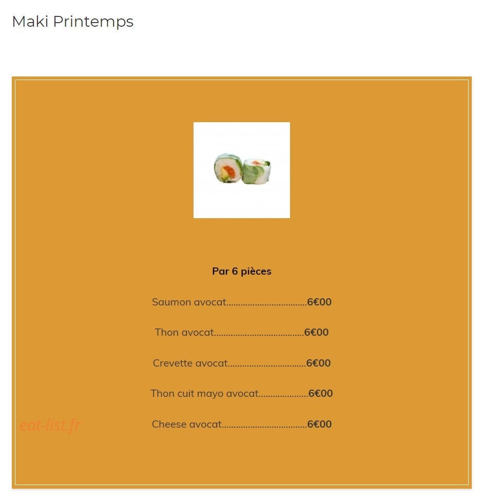 Carte et menu de Kazoko à Velizy Villacoublay — Les maki printemps