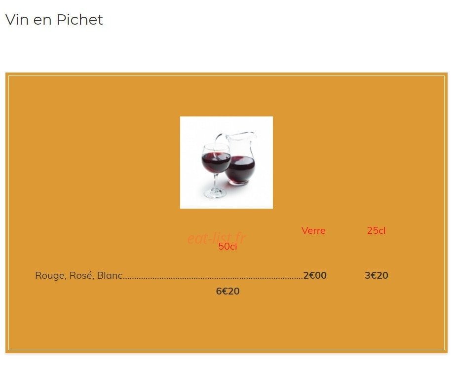 Carte et menu de Kazoko à Velizy Villacoublay — Les vins en Pichet