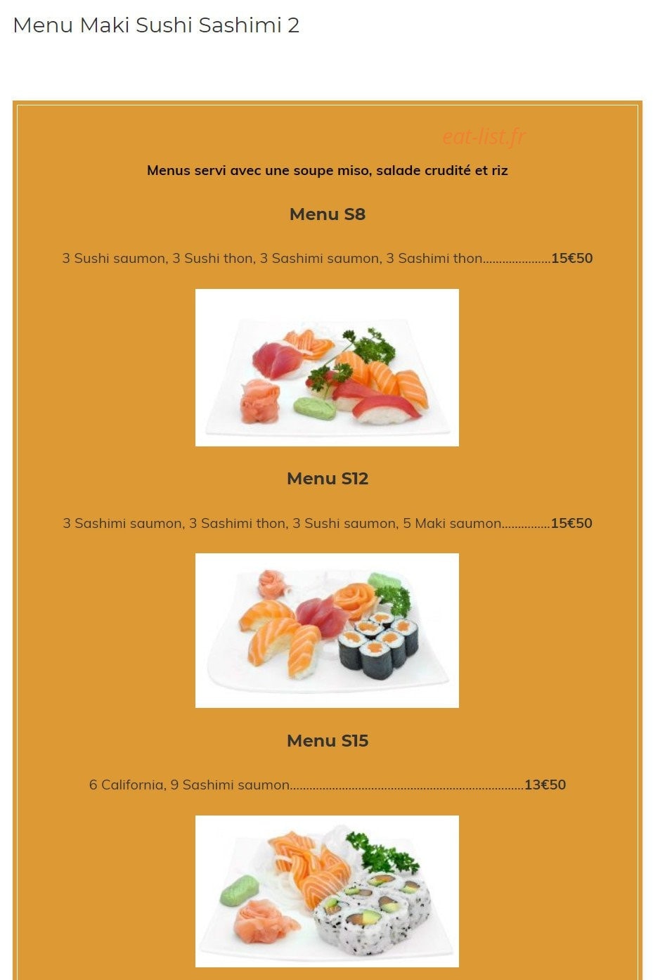 Carte et menu de Kazoko à Velizy Villacoublay — Les menus maki sushi sashimi 2