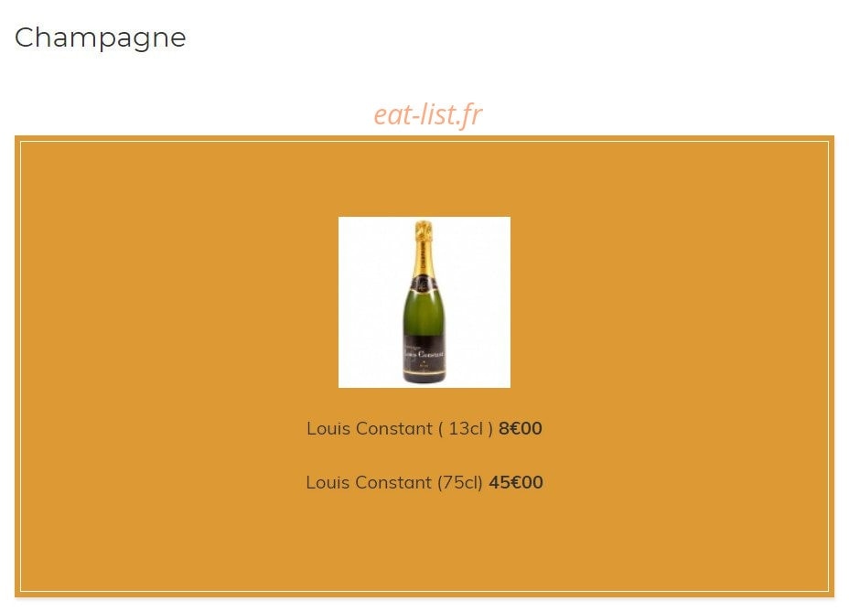 Carte et menu de Kazoko à Velizy Villacoublay — Les champagnes
