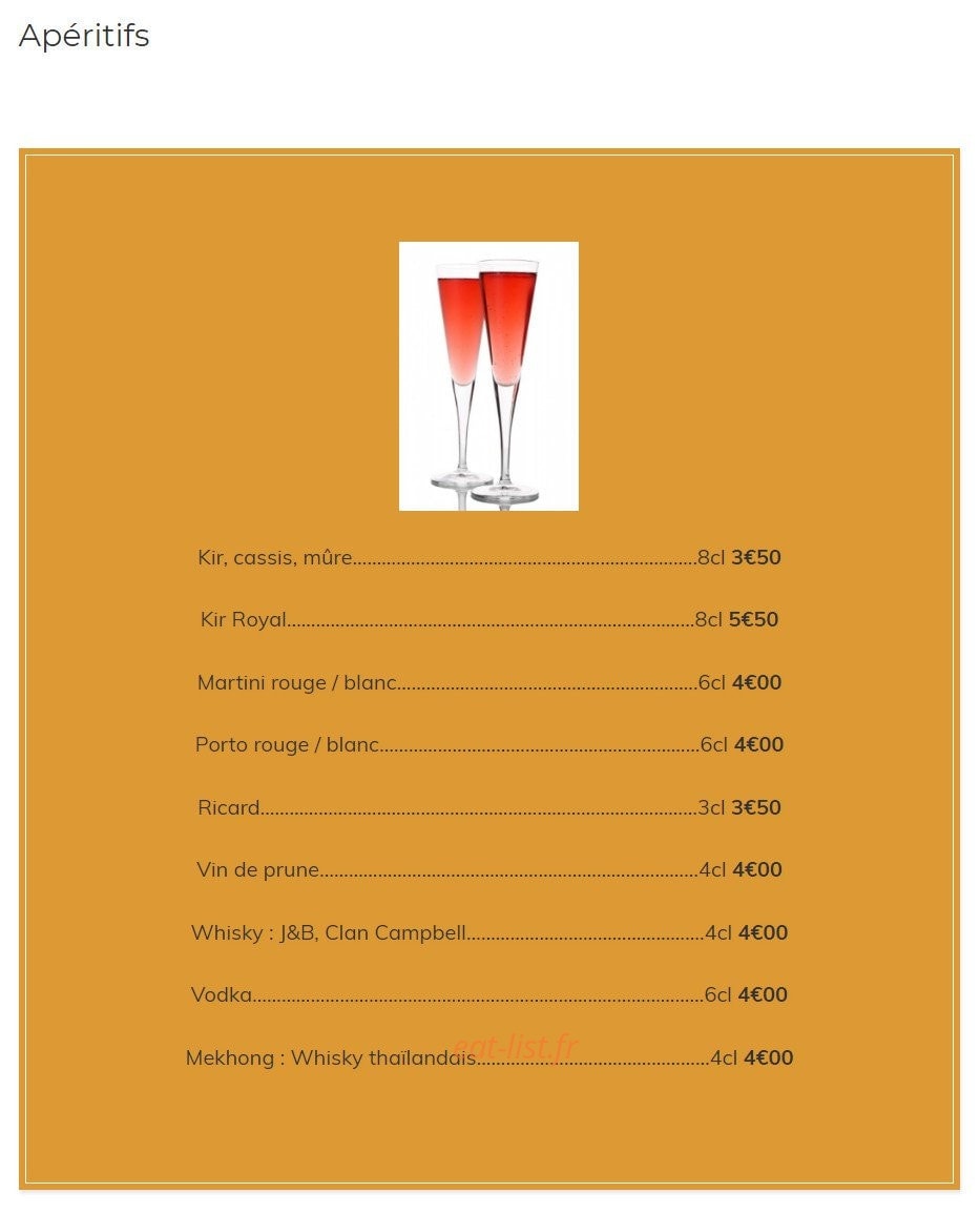 Carte et menu de Kazoko à Velizy Villacoublay — Les apéritifs