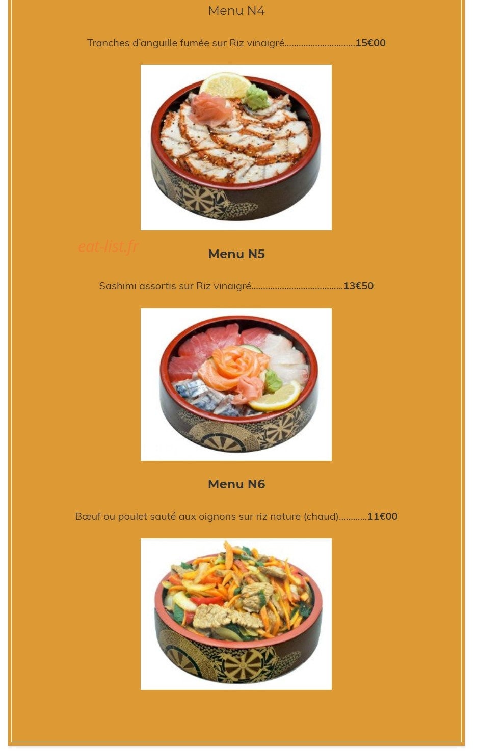 Carte et menu de Kazoko à Velizy Villacoublay — Les menus chirashi suite
