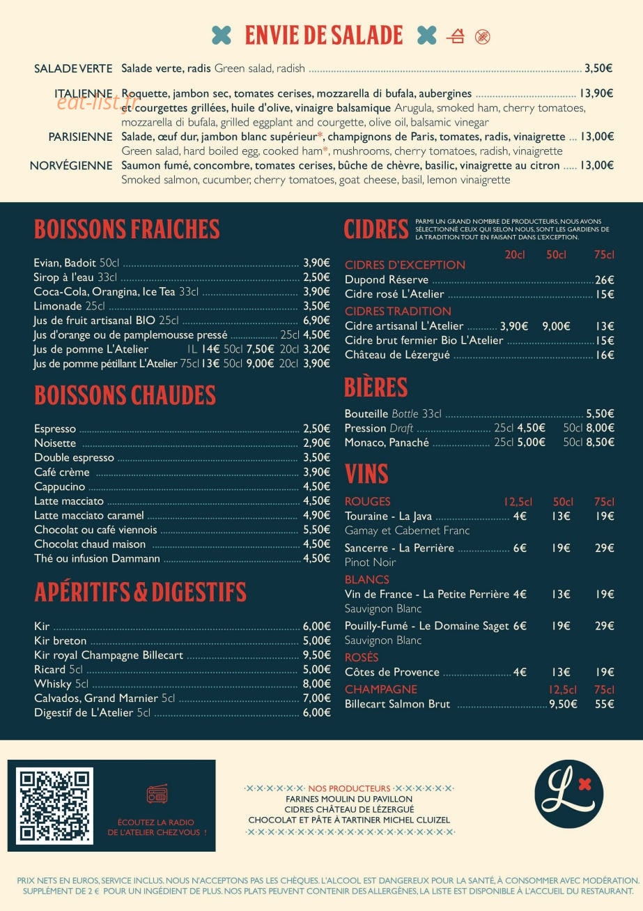 L'Atelier Artisan — carte page 4