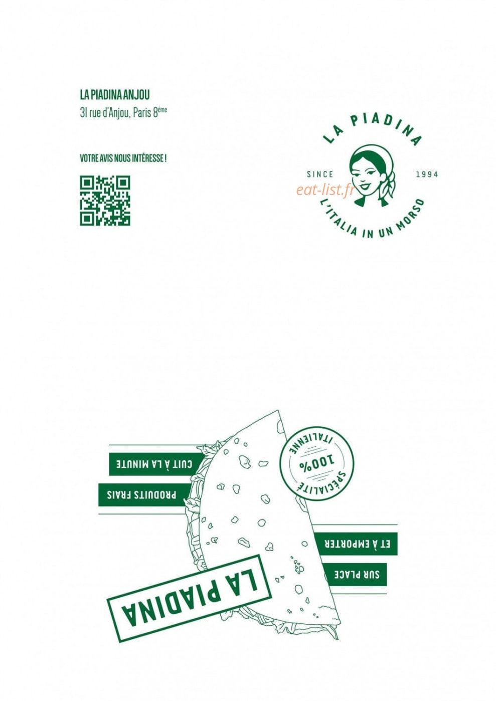 La Piadineria — carte page 2