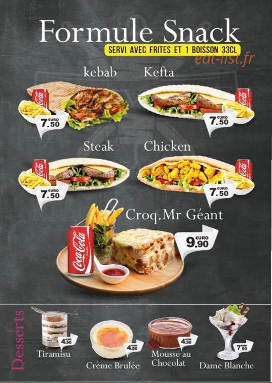 La taverne kebab — carte page 1