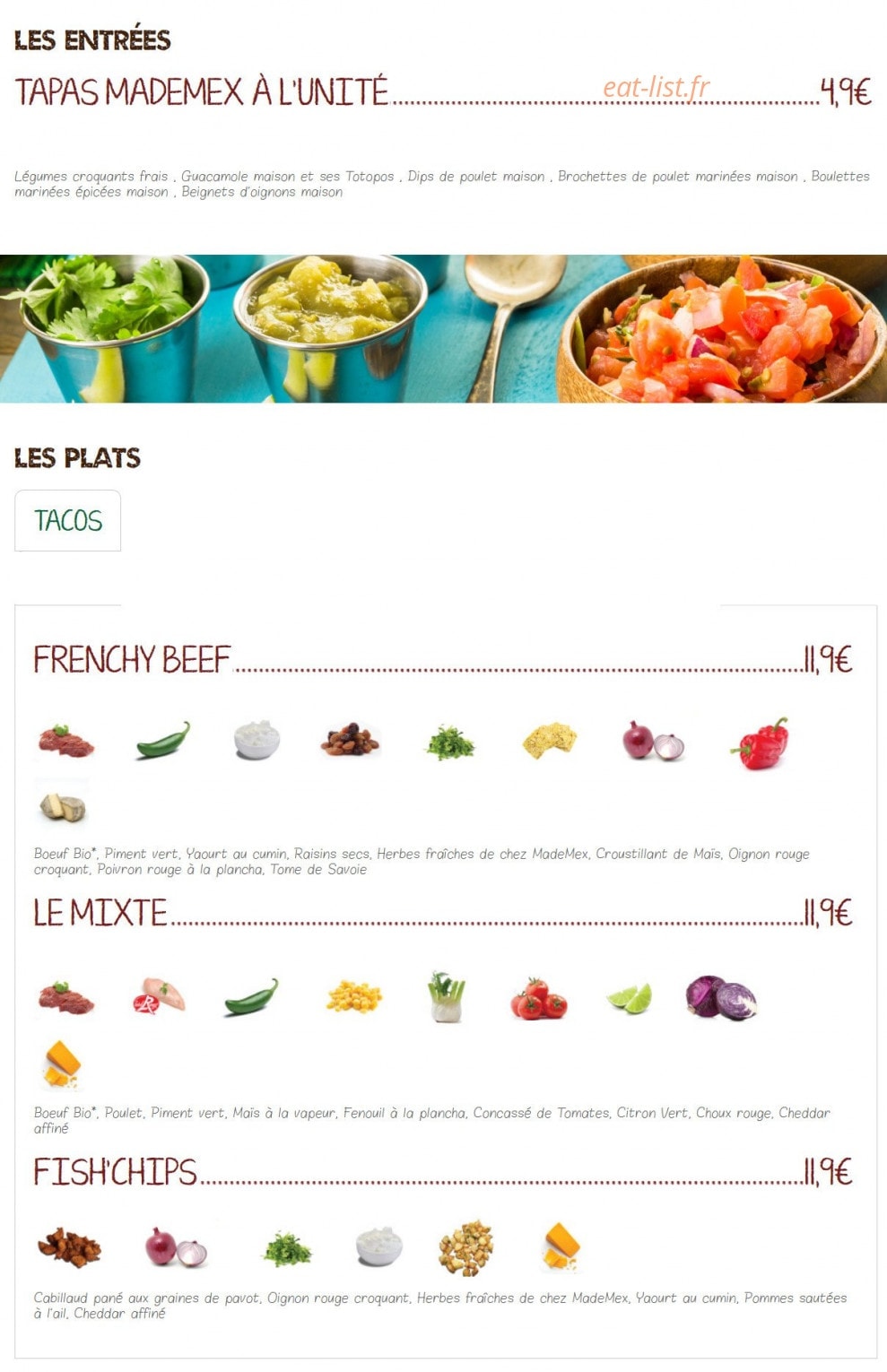 Made Mex — carte page 1