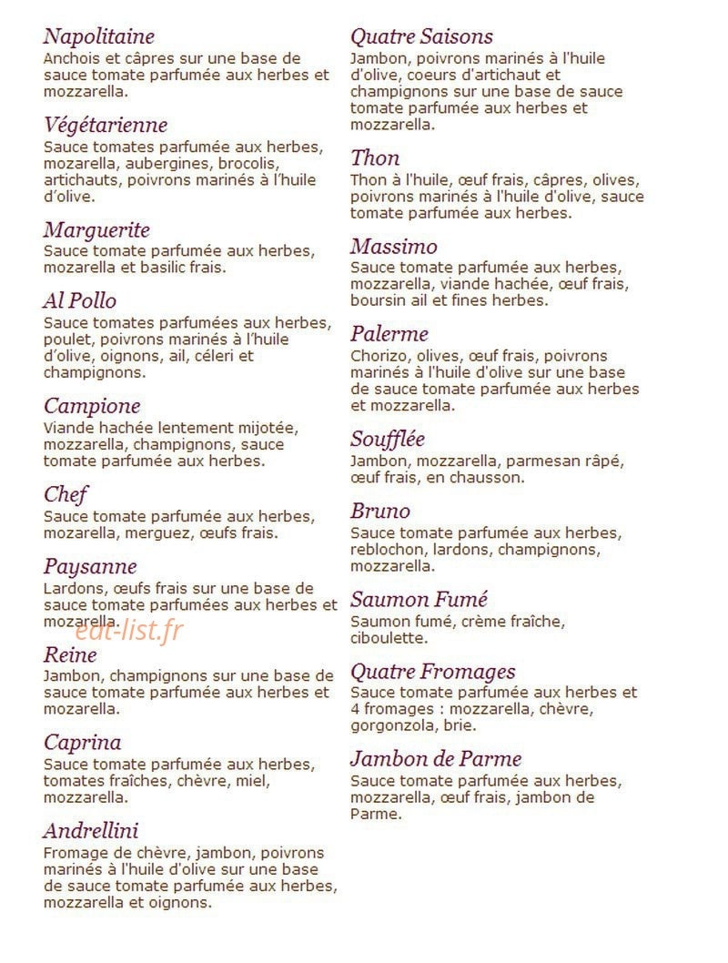 Pizza Pino — carte page 1