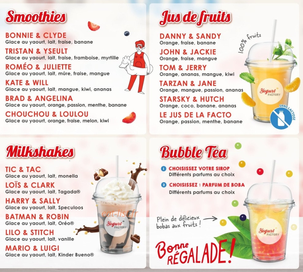 Yogurt Factory — carte page 2